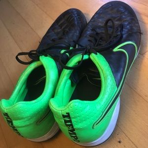 Nike Black and Green Turf Shoes
